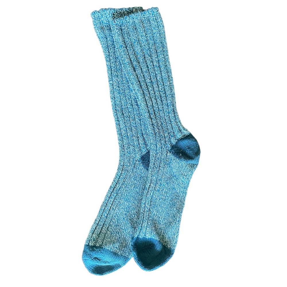 Tall hiking socks wool. Blue teal